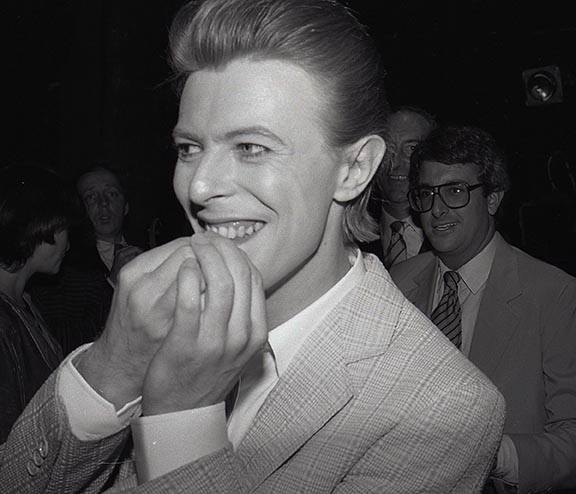 David Bowie smiling at event promoting The Elephant Man